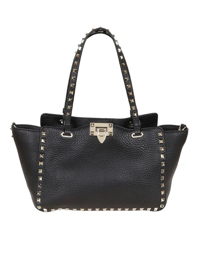 Shop Valentino Rockstud Small Tote In Black