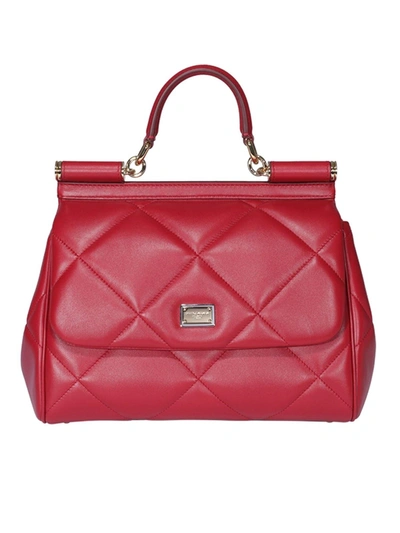 Shop Dolce & Gabbana Sicily M Bag In Aria Matelassé Calfskin In Red
