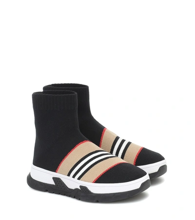 Shop Burberry Icon Stripe Sock Sneakers In Black