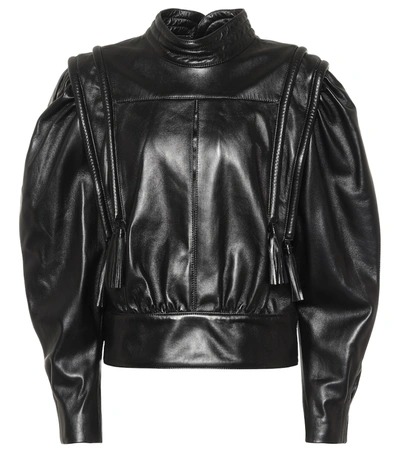 Shop Isabel Marant Lars Leather Blouse In Black