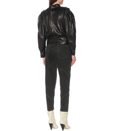 Shop Isabel Marant Lars Leather Blouse In Black