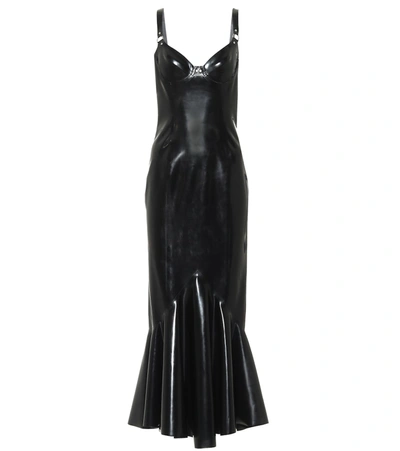 Shop Saint Laurent Latex Midi Dress In Black