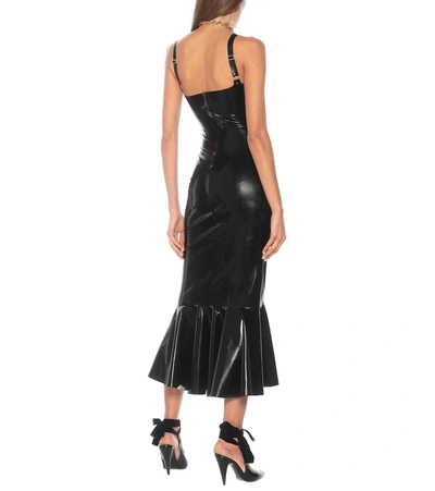 Shop Saint Laurent Latex Midi Dress In Black