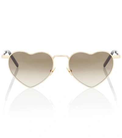 Shop Saint Laurent Sl 301 Loulou Sunglasses In Gold-gold-brown