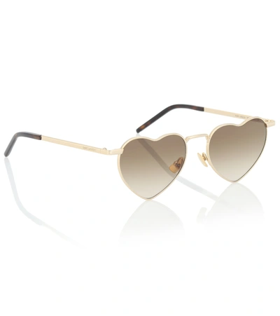 Shop Saint Laurent Sl 301 Loulou Sunglasses In Gold-gold-brown