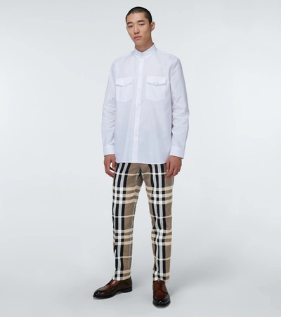 Shop Burberry Checked Pants In Beige