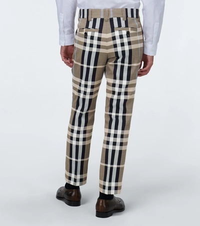 Shop Burberry Checked Pants In Beige