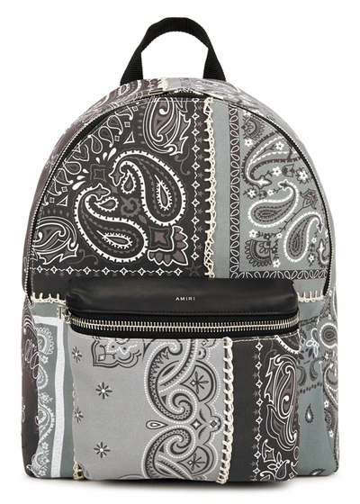 Shop Amiri Grey Printed Canvas Backpack In Black