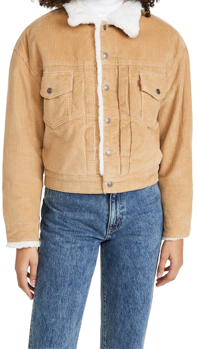 Shop Levi's New Heritage Cord Trucker Jacket In Ice Coffee