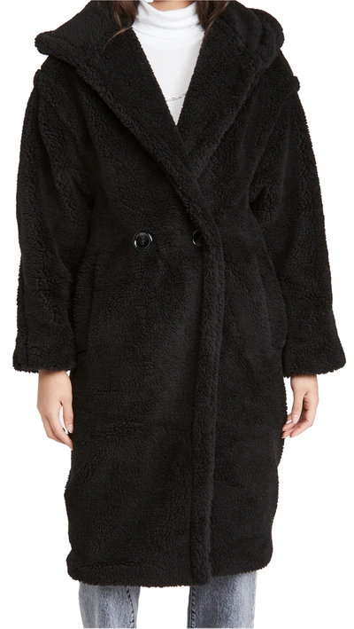 Shop Apparis Mia Hooded Coat In Noir