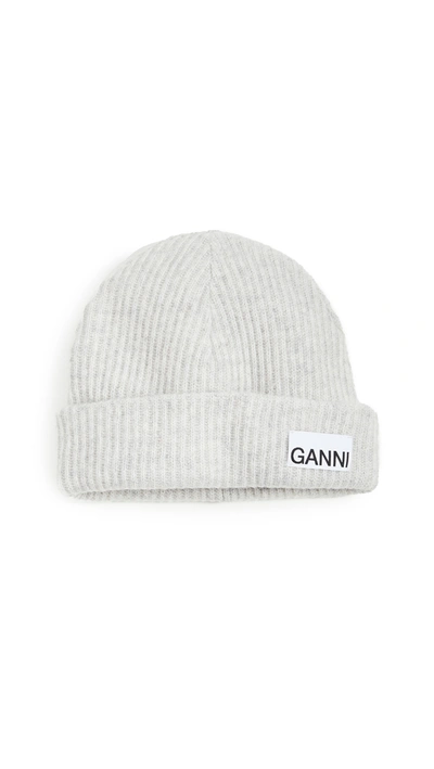 Shop Ganni Recycled Wool Knit Hat In Paloma Melange