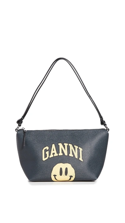 Shop Ganni Smiley Shoulder Bag In Phantom