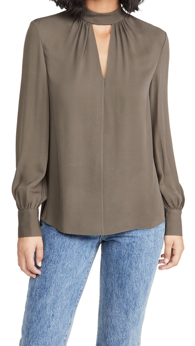 Shop Theory Neck Band Blouse In Teak