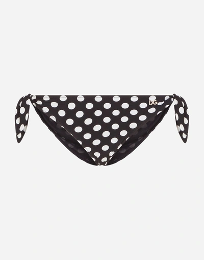 Shop Dolce & Gabbana Tie Bikini Bottoms With Polka-dot Print