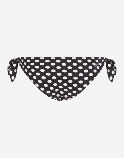 Shop Dolce & Gabbana Tie Bikini Bottoms With Polka-dot Print