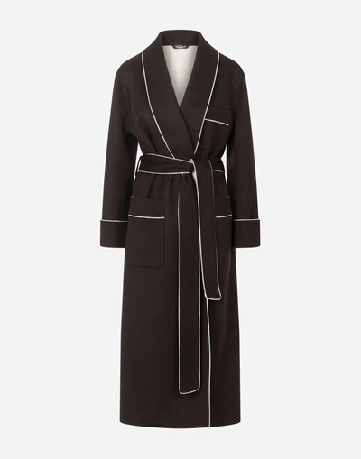 Shop Dolce & Gabbana Robe-style Jacket In Doubled Cashmere With Belt In Multicolor