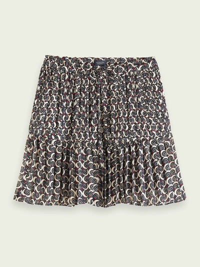Shop Scotch & Soda Pleated Mini Skirt With All-over Print In Multicolour