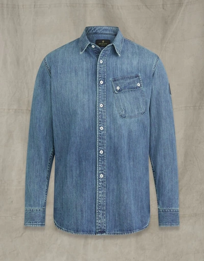 Shop Belstaff Pitch Denim Shirt In Navy