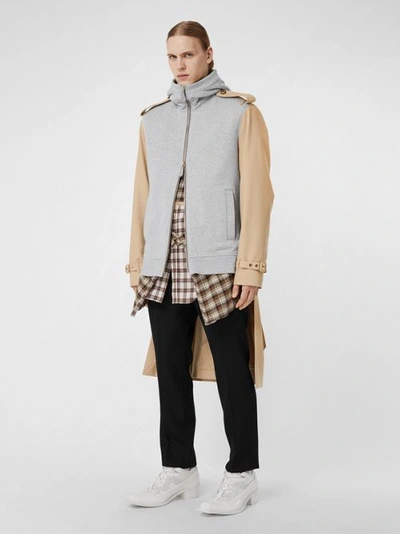Shop Burberry Cotton And Jersey Reconstructed Trench Coat In Soft Fawn