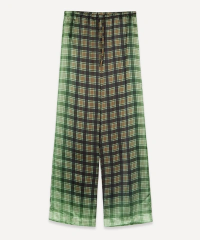 Shop Dries Van Noten Ombre Checked Satin Trousers In Green