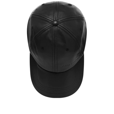 Shop Acne Studios Carliy Leather Vintage Cap In Black