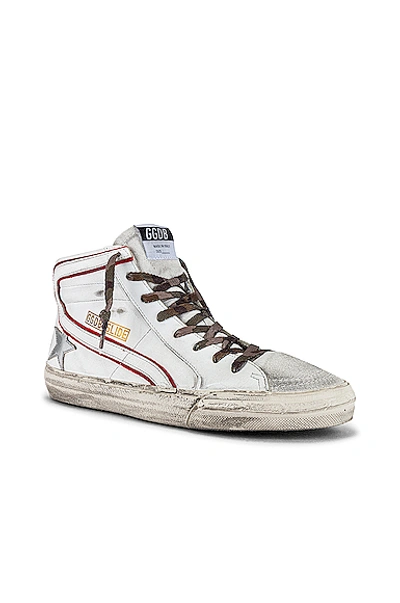 Shop Golden Goose Slide Leather Upper & Wave Laminate Star Sneaker In White & Silver