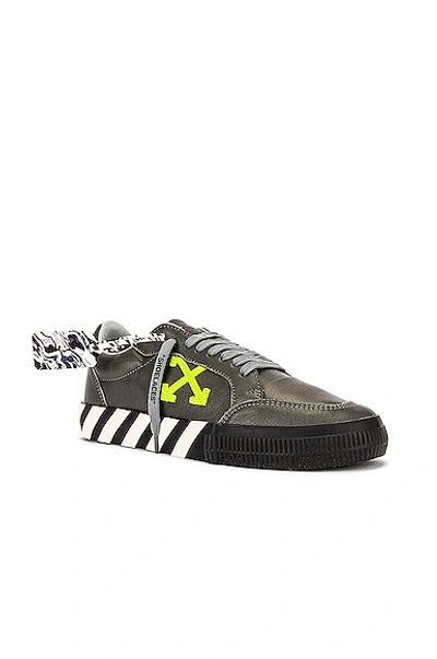 Shop Off-white Low Vulcanized Sustainable Sneaker In Leather Grey & Green