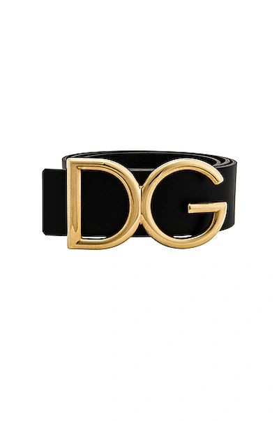 Shop Dolce & Gabbana Logo Belt In Black & Gold