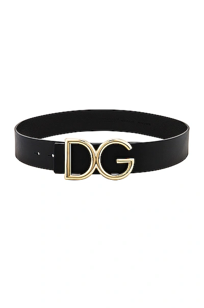 Shop Dolce & Gabbana Logo Belt In Black & Gold