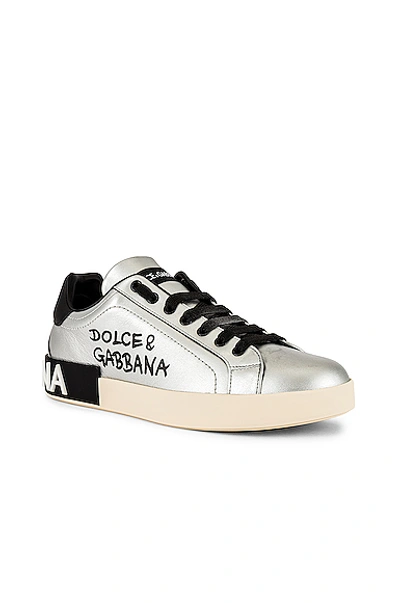 Shop Dolce & Gabbana Portofino Sneaker In  Silver