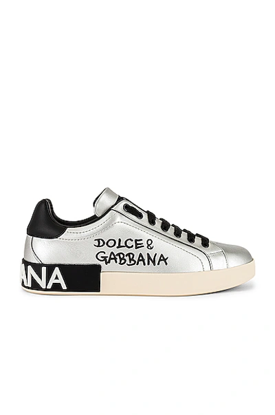 Shop Dolce & Gabbana Portofino Sneaker In  Silver