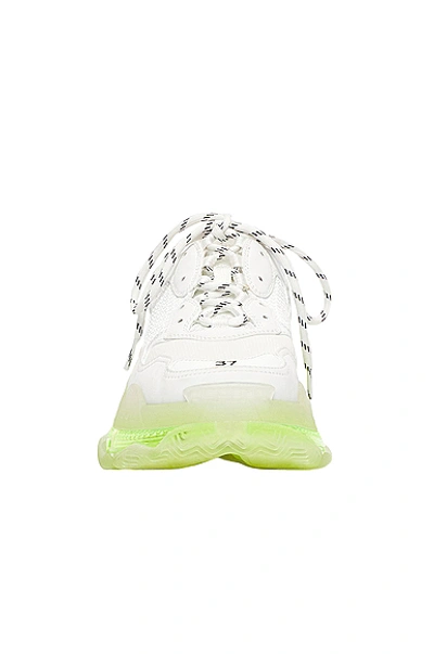 Shop Balenciaga Triple S Clear Sole Sneakers In White & Fluo Yellow
