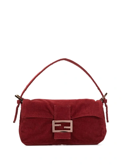 Pre-owned Fendi Ribbed Mamma Baguette Shoulder Bag In Rot