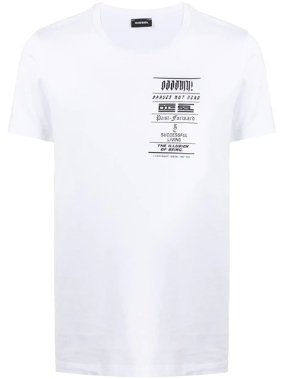 Shop Diesel Logo Print Cotton T-shirt In White