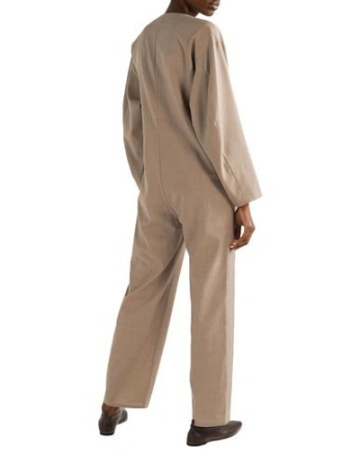 Shop Le 17 Septembre Woman Jumpsuit Khaki Size 6 Wool, Polyester, Polyurethane In Beige