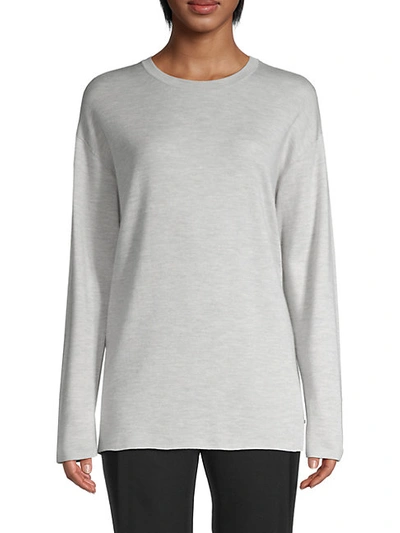 Shop Akris Cashmere & Silk Sweater In Ivory Grey