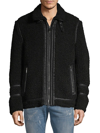 Shop Karl Lagerfeld Men's Full-zip Faux Shearling Jacket In Black
