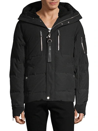 Shop Karl Lagerfeld Men's Faux Fur-lined Down Jacket In Black
