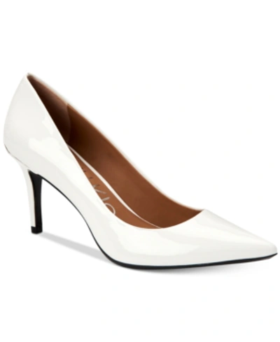 Shop Calvin Klein Women's Gayle Pointed-toe Pumps Women's Shoes In Platinum White