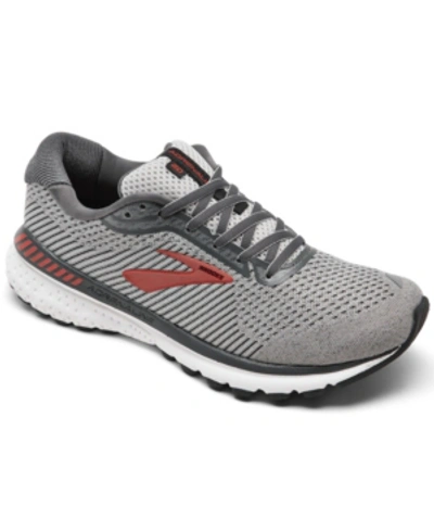 Shop Brooks Men's Adrenaline Gts 20 Running Sneakers From Finish Line In Gray, Ebony, Red