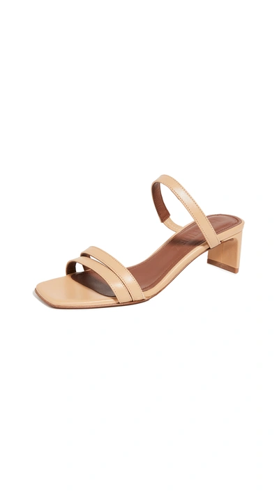 Shop Souliers Martinez Luz Leather 50mm Sandals In Champagne