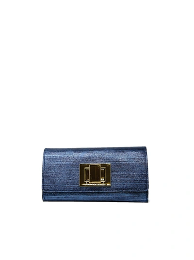 Shop Almala Laminated Leather Mya Clutch In Blue