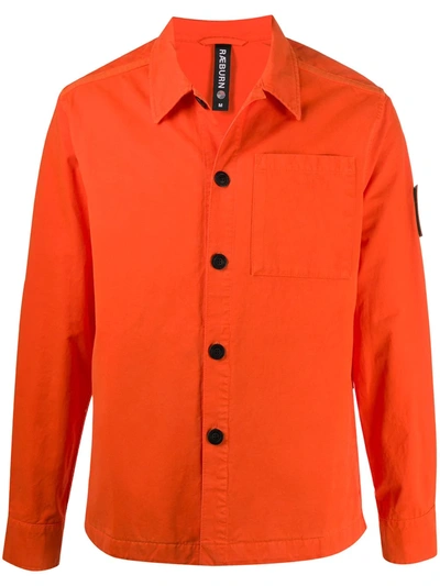 Shop Raeburn Logo Patch Buttoned Overshirt In Orange