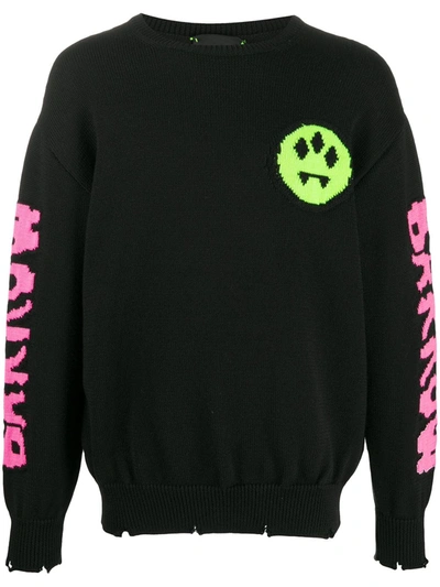 Shop Barrow Long Sleeve Knitted Logo Jumper In Black