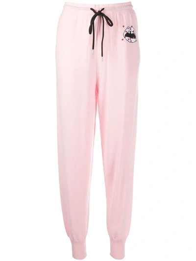 Shop Markus Lupfer Embroidered Lip Merino Trackpants In Pink
