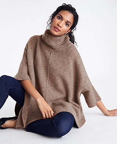 Shop Ann Taylor Cashmere Poncho In Taupe Heather