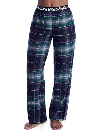 Shop Dkny Black Plaid Knit Pajama Pants In Black Multi Plaid