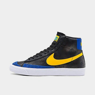 Shop Nike Men's Blazer Mid '77 Peace, Love, And Basketball Casual Shoes In Black/speed Yellow/game Royal/white