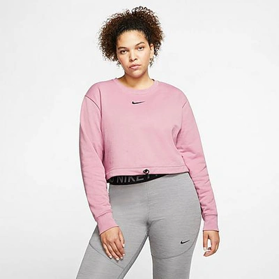 Shop Nike Women's Sportswear Swoosh Crop Crewneck Sweatshirt (plus Size) In Pink