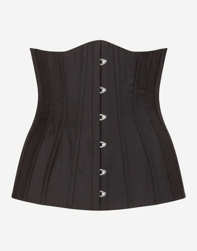 Shop Dolce & Gabbana Cotton Bustier Belt In Black